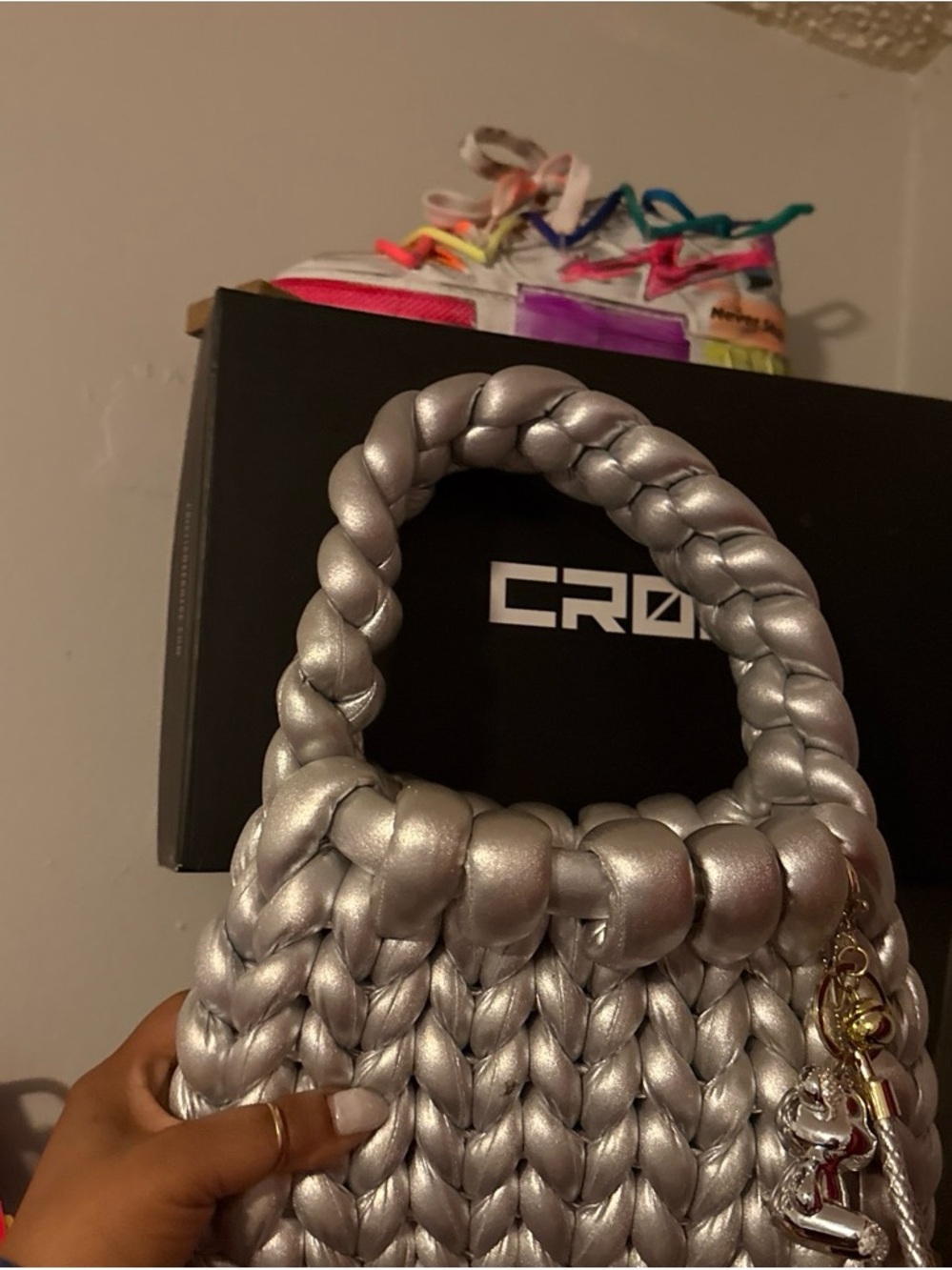 Silver Braided Top-Handle Bag by cristianzerotre
